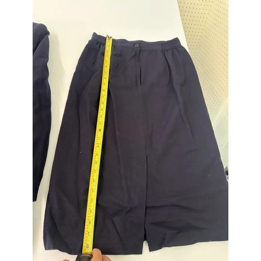 Sag Harbor Women’s Small Navy Blue 2 Piece Skirt Suit Gold Button Blazer